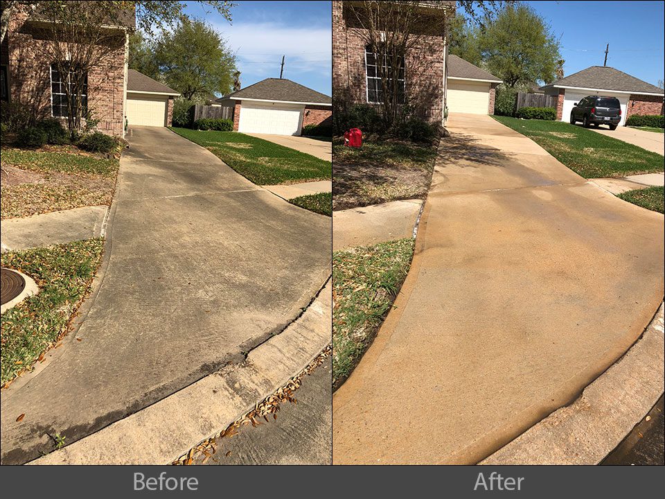 concrete home driveway pressure washing