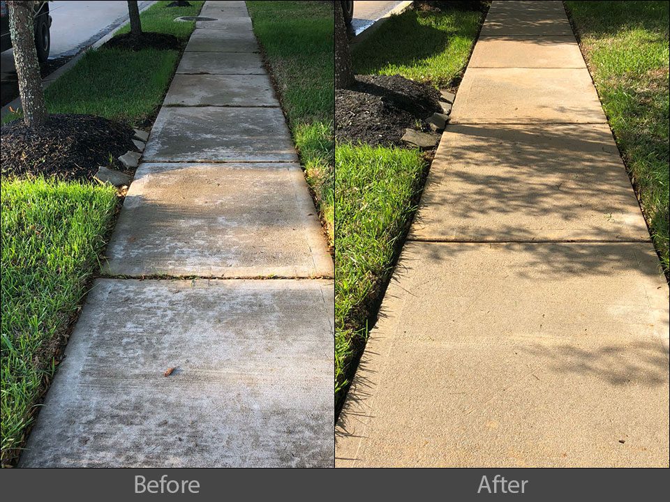 pressure washing concrete sidewalk