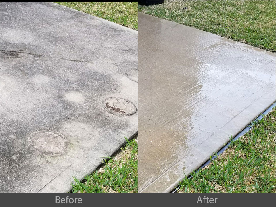 pressure washing back patio